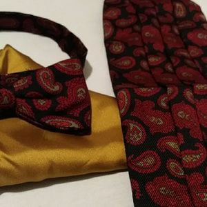Men's Formal Red/Black/Gold Cummerbund with Tie